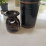 Take your pick between the tea light holders- Louis Mulcahy Pottery Wine Cooler - Made in Ireland - Tenmoku Range Wine Cooler/ Large Vase / Utensils Holder plus free  tea light holder / wax melt Image 2