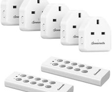DEWENWILS Wireless Remote Control Sockets, 13A 3120W Heavy Duty Remote Switch, 30M Control Range, Programmable Remote Plug for Vacs, 5 Sockets and 2 Remotes