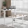 Electric Standing Desk 120x60cm Sit Stand Table Height Adjustable with Backpack Hook and Memory Smart Pannel, Home Office, White Image 10