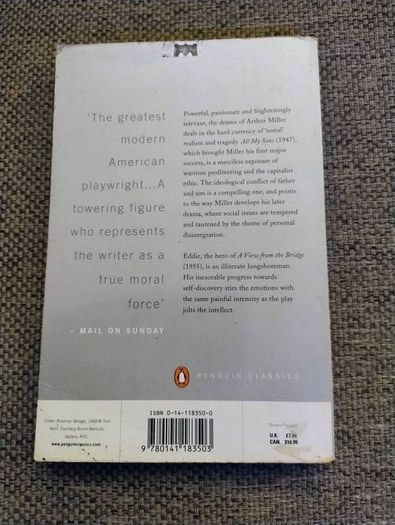Arthur Miller a view from the bridge and All My Sons in good condition with some signs of wear on the cover see photos FREE STANDARD POSTAGE INCLUDED