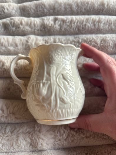 Vintage Belleek Serenity Cream & Sugar Set - Gold Trim Fine Parian China