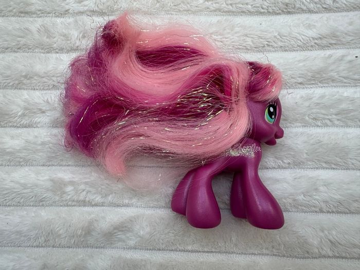 My Little Pony Cheerilee Ponytails 2008 Purple Pink Brushable approx. 10 cm. Used Please see photos