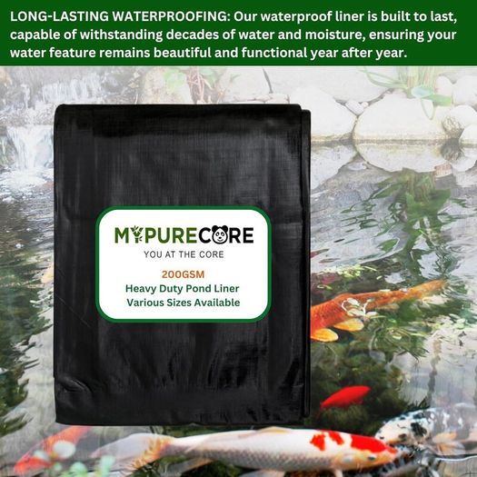 Pond Liner Various Sizes Heavy Duty HDPE Material - UV & Tear Resistant, Flexible for Koi & Fish Pools, Water Gardens
