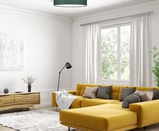 3 X Fabric Shade LED Ceiling Lights - 40cm Remote Controlled with Dimmer - Dark Green