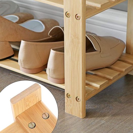 Bamboo Shoe Rack with 2 Shelves- Free Delivery Nationwide