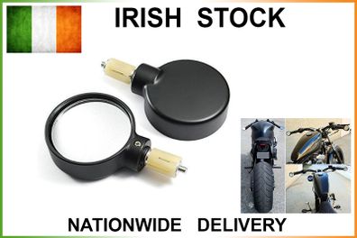 Round Stubby Motorcycle Bar End Mirrors - Black