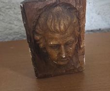 Charming Hand-Carved Wooden Bust Sculpture