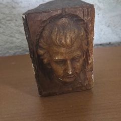 Charming Hand-Carved Wooden Bust Sculpture
