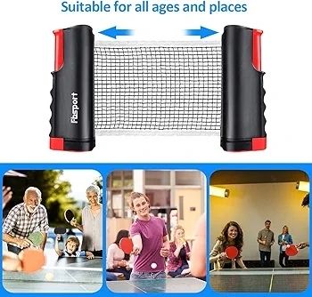 Table Tennis Set, Ping Pong Bats Set with 2 Paddles, 1 Retractable Net, 6 Balls, 1 Carrying Bag, for Trainer Adults Families Indoor Outdoor