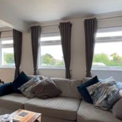 Large Light Grey 8-Seater Sofa with Footstool