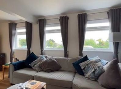 Large Light Grey 8-Seater Sofa with Footstool