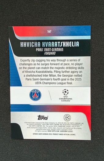 Khvicha Kvaratskhelia /199 2025-26 Topps Chrome UEFA PSG #167