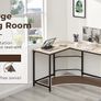 Corner Desk L Shaped Desk Sturdy Home Office PC Laptop Workstation Gaming Computer Desk Study Writing Table 128 x 108 x 75CM Easy to Assemble Simple Design Beige (FREE POSTAGE) Image 3