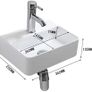 Rectangular White Ceramic Basin Small Bathroom Wall Mounted Basin 365x250x105mm Image 2