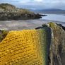 Handmade crochet triangle shawl wrap. Green and yellow ombre lacy shawl Image 8