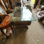 Throne shaped glass topped gilt gold dining  table Image 5