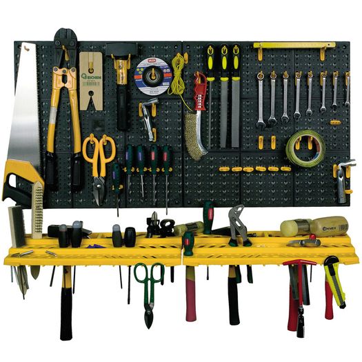 BRAND NEW Panels/shelves for tools in set of assorted plastic hooks