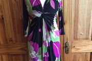 Phase Eight Ladies Black Floral Jersey Dress Size 16 can post
