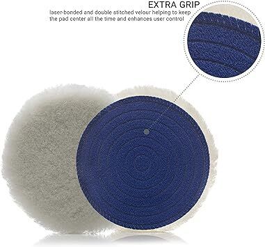 Glass Polish 16010 PRO-Line Natural Long Pile Wool Pad - 80mm - Pack of 2 Pads