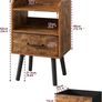 Bedside Table Set of 2, Nightstand, Side Table, Wooden Sofa End Table with Fabric Drawer, Open Shelf, Solid Wood Legs, 39x29x63 cm, for Bedroom, Living Room, Rustic Brown Image 10