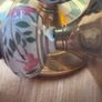 Pair of Brass and Painted Porcelain candlesticks Image 4