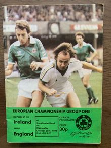 Republic of Ireland v England, European Championship Grp 1 Wed 25 October 1978 Programme
