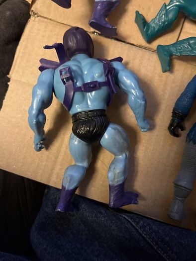 Vintage 80s Action Figure Lot MOTU Skeletor Merman, Rock Lords Granite, Super Naturals Hologram