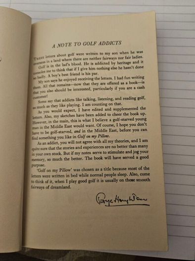 Golf On My Pillow. By George Houghton.  1960 Paperback In Good Condition.  See Photos For Same.