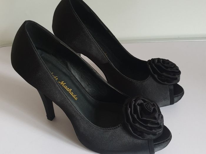 Andres Machado Black Satin Ladies Peeptoe Pumps Heels Shoes Size EU36 UK3 Wedding CAN POST