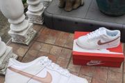 Rose Gold and White Nike Dunks