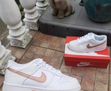 Rose Gold and White Nike Dunks