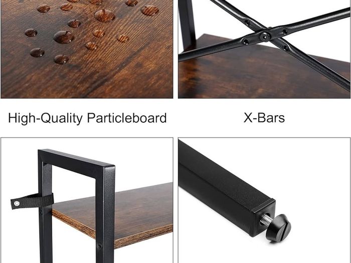Ladder Shelf, 5-Tier Industrial Ladder Bookcase, Ladder Bookshelf Bookcase for Living Room, Office, Rustic Brown and Black, 56x32x172cm