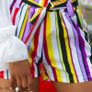 Highwaist Fabric Shorts With Stripes 100% Viscose Size S M L Image 4