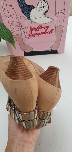 JEFFREY CAMPBELL Benater Nude Leather ankle boots Sz 8UK - Rrp 205 (New)