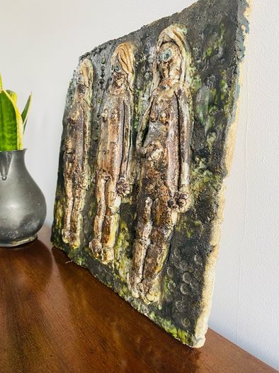 Ceramic Artwork on Stone 38.5 x 36.5 cm
