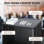 Podium Stand, 119 cm Hostess Stand with 4 Rolling Wheels, Wood Podium with Storage Shelves, and Slant Desktop Image 6