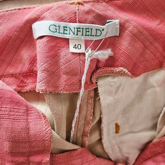 Vintage Y2K baby pink flared trousers striped mid rise cotton Size 8