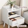Bedside Table Set of 2, Nightstand, Side Table, Wooden Sofa End Table with Fabric Drawer, Open Shelf, Solid Wood Legs, 39x29x63 cm, for Bedroom, Living Room, White Image 6