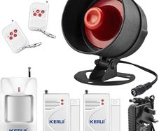 Wireless Security Burglar Door Alarm System Kit for Garage Shed House Hotel Shop Apartment, Weatherproof Siren Horn with Remote Control Door Contact Sensor,Motion Sensor,Loud Up to 115db