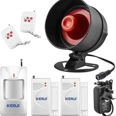 Wireless Security Burglar Door Alarm System Kit for Garage Shed House Hotel Shop Apartment, Weatherproof Siren Horn with Remote Control Door Contact Sensor,Motion Sensor,Loud Up to 115db