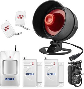 Wireless Security Burglar Door Alarm System Kit for Garage Shed House Hotel Shop Apartment, Weatherproof Siren Horn with Remote Control Door Contact Sensor,Motion Sensor,Loud Up to 115db
