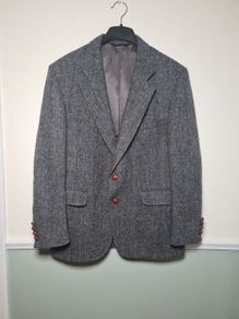 vintage mens Harris Tweed wool coat blazer jacket Size 44 short 100% scottish wool handwoven