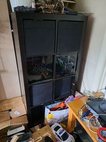 Ikea Kallax,  chest of drawers and a desk