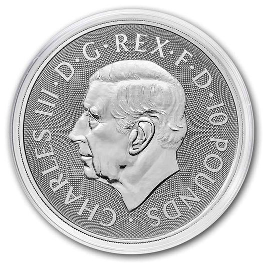 2026 UK 10 Pounds 10 oz Silver Bullion Coin - Tudor Beasts The Dragon BU (In Capsule)
