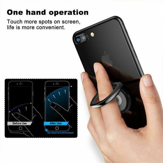 Magnetic Finger Ring Holder 360 for Phones Black or Silver