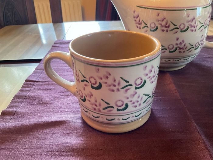Nicholas Mosse Lavender limited edition from USA.  New Tea set.  . A tea pot , large mug , creamer and sugar bowl