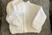 Hand knit cardigan and hat 0 to3 mths