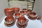 Vintage Bulgarian Troyan bowls and cups