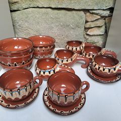 Vintage Bulgarian Troyan bowls and cups