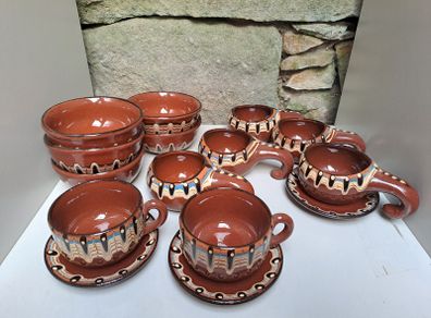 Vintage Bulgarian Troyan bowls and cups
